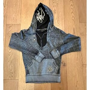 Vintage Y2K Christian Audigier Dream Catcher Hoodie XS Acid Wash Rhinestone CA